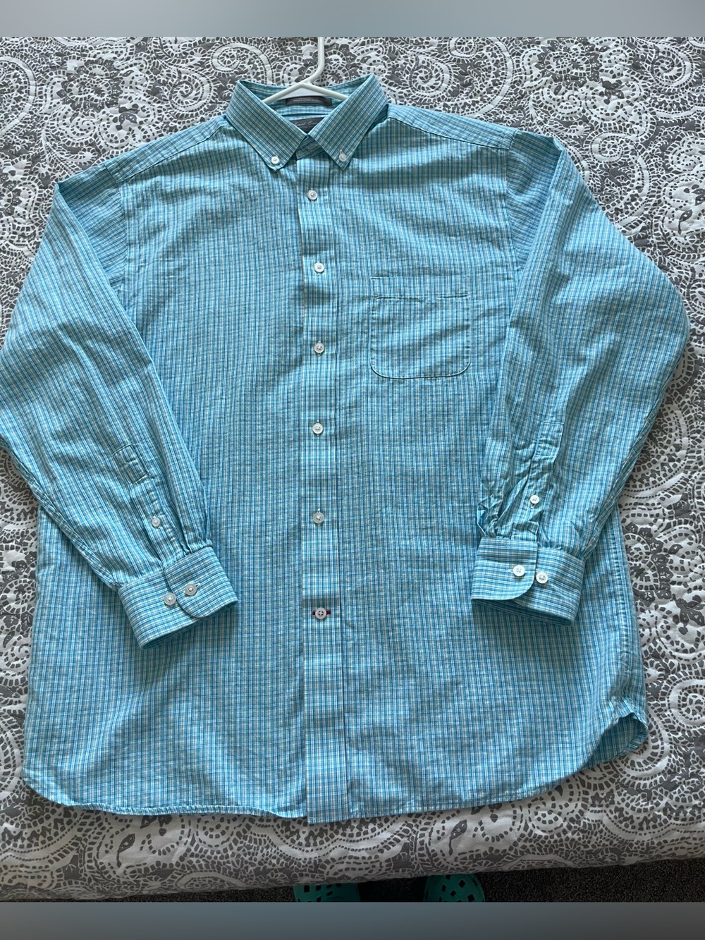 Daniel Cremieux Light Teal Plaid Button-Down Shirt